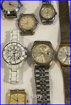 Men's Watch Lot 16 Watches Swiss Made Parts/Repairs Hamilton Raymond Weil Swatch