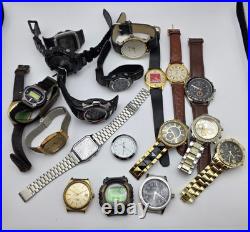 Men's Watch Lot Parts Repair Untested Digital Quartz Vintage Mixed Brands 1.14 l