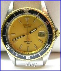 Mens Seiko SQ Sports 150 Diver date watch model # 7N42-6A00 parts repair only