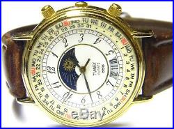 Mens Timex Moonphase Calendar Day Date Gold Plated Vintage Watch parts repair