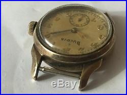 Mens Vintage Bulova Plated Single Button Chronograph For Parts or Repair