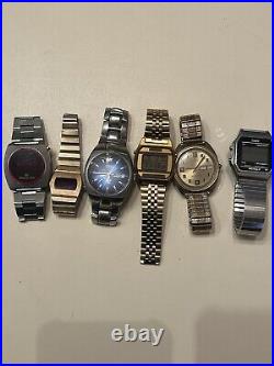 Mens Vintage Watch Lot Seiko, Digital Quartzmatic, Timex, Etc For Parts/ Repair