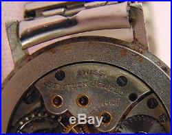 Movado 1940s 15 Jewel Triple Date SS Manual Watch As Is Parts Repair