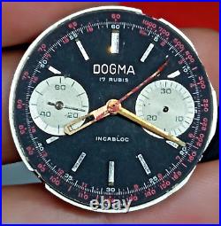 Movement Valjoux 7733 Chronograph & Dial of DOGMA Watch For Repair or Parts