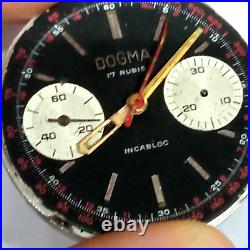 Movement Valjoux 7733 Chronograph & Dial of DOGMA Watch For Repair or Parts