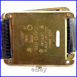 Must De Cartier Tank Vermeil Black Dial Gold Plated Case Watch For Parts/repairs