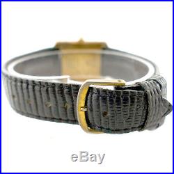 Must De Cartier Tank Vermeil Black Dial Gold Plated Case Watch For Parts/repairs