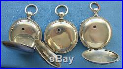 NICE LOT OF 3 ELGIN KEY WIND 18s POCKET WATCHES FOR REPAIR OR PARTS