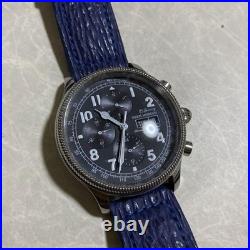 ORIS MORGAN Automatic Chronograph Watch Blue Leather Band FOR REPAIR / PARTS