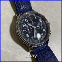 ORIS MORGAN Automatic Chronograph Watch Blue Leather Band FOR REPAIR / PARTS