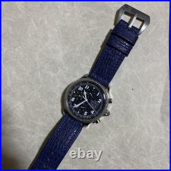 ORIS MORGAN Automatic Chronograph Watch Blue Leather Band FOR REPAIR / PARTS