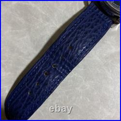 ORIS MORGAN Automatic Chronograph Watch Blue Leather Band FOR REPAIR / PARTS
