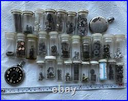 Old Rare Vintage Watch Repair Parts And Two Vintage Pocket Watches In Glass Min
