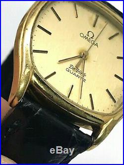 Omega De Ville Vintage Men's Swiss Quartz Watch 33mm Gold Tone FOR REPAIR PARTS