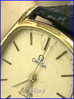 Omega De Ville Vintage Men's Swiss Quartz Watch 33mm Gold Tone FOR REPAIR PARTS