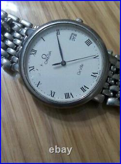 Omega DeVille Quartz Men's S. Steel Slim Watch Swiss Men's Watch For Parts/Repair