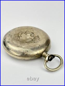 Omega Silver 0.800 Pocket Watch Case 1900, 51.4mm Engraved Repair Parts (623) Omega Silver 0.800 Pocket Watch Case 1900, 51.4mm Engraved Repair Parts (623)