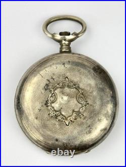 Omega Silver 0.800 Pocket Watch Case 1900, 51.4mm Engraved Repair Parts (623) Omega Silver 0.800 Pocket Watch Case 1900, 51.4mm Engraved Repair Parts (623)