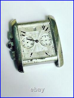 Orig Cartier 3666 tank chronograph watch case and movement parts repair project