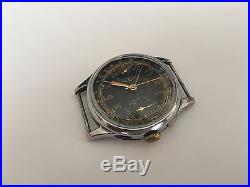 Original ANGELUS Black Military WWII Chromograph Watch 41's For parts or repair
