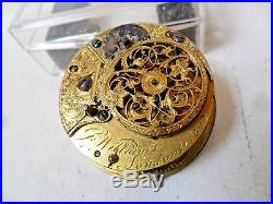 Ornate Antique G Williams London Fusee Pocket Watch Movement 4 Parts or REPAIR
