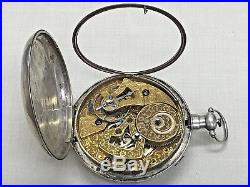 P. M. Antique Chinese Market Duplex Pocket Watch. 900 Silver FOR PARTS OR REPAIR