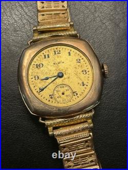 PARTS REPAIR Gold FILLED Elgin 428 6/0s 15j with STURDY Art Deco 14K GF Bracelet