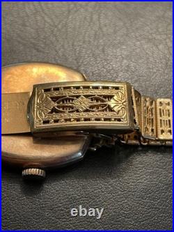 PARTS REPAIR Gold FILLED Elgin 428 6/0s 15j with STURDY Art Deco 14K GF Bracelet