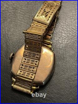 PARTS REPAIR Gold FILLED Elgin 428 6/0s 15j with STURDY Art Deco 14K GF Bracelet