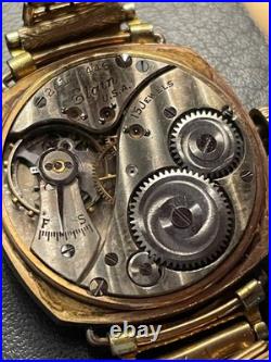 PARTS REPAIR Gold FILLED Elgin 428 6/0s 15j with STURDY Art Deco 14K GF Bracelet