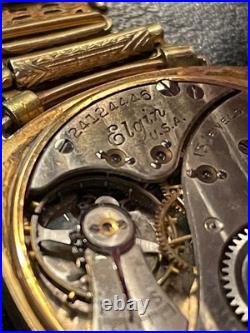 PARTS REPAIR Gold FILLED Elgin 428 6/0s 15j with STURDY Art Deco 14K GF Bracelet