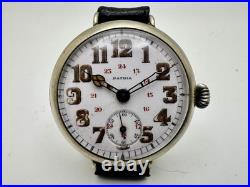 PATRIA (Early Omega) WWI Era Trench Watch 4 Parts Or Repair 34mm Porcelain Dial