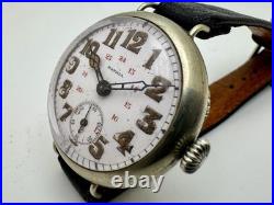 PATRIA (Early Omega) WWI Era Trench Watch 4 Parts Or Repair 34mm Porcelain Dial