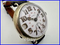 PATRIA (Early Omega) WWI Era Trench Watch 4 Parts Or Repair 34mm Porcelain Dial