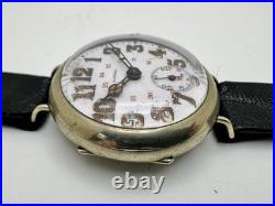 PATRIA (Early Omega) WWI Era Trench Watch 4 Parts Or Repair 34mm Porcelain Dial