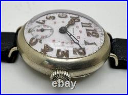 PATRIA (Early Omega) WWI Era Trench Watch 4 Parts Or Repair 34mm Porcelain Dial