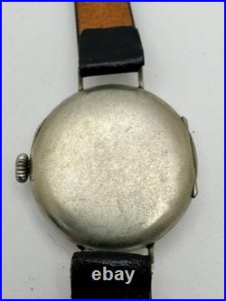 PATRIA (Early Omega) WWI Era Trench Watch 4 Parts Or Repair 34mm Porcelain Dial