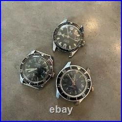 PONCA WALDMAN DUXOT Vintage Diver x 3 watch lot for repair, parts, spare