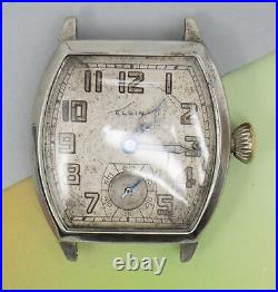 Parts / Repair 1928 Elgin Tonneau Art Deco Watch 7j Military Style Dial 462