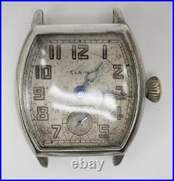 Parts / Repair 1928 Elgin Tonneau Art Deco Watch 7j Military Style Dial 462