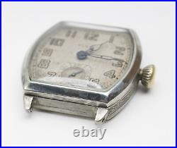 Parts / Repair 1928 Elgin Tonneau Art Deco Watch 7j Military Style Dial 462