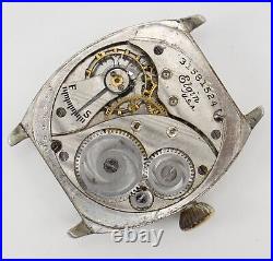 Parts / Repair 1928 Elgin Tonneau Art Deco Watch 7j Military Style Dial 462