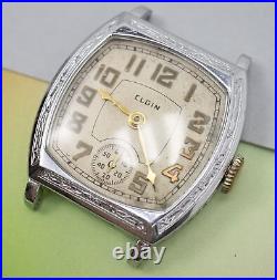 Parts / Repair 1932 Elgin Tonneau Art Deco Watch 7j Grade 482 Mdl 1