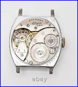 Parts / Repair 1932 Elgin Tonneau Art Deco Watch 7j Grade 482 Mdl 1