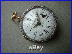 Parts/Repair Swiss VergeFusee 18kTricolor Gold With Rose Cut Diamonds Pocket Watch