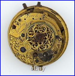 R Finch London Verge Repeater Pocket Watch Movement For Spares Repair Tt17