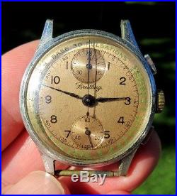 RARE 1940s or 50s BREITLING CHRONOGRAPH Mens Wrist Watch For Parts or Repair
