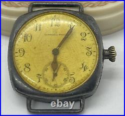 RARE Charles J Noack Wristwatch Antique Parts Repair Not Running Unique Vtg