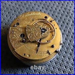 Rare Colonial American Fusee Lever Pocket Watch Movement For Parts Or Repair