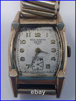 Rare Early Heuer Rectangle mans watch. For Parts or repair